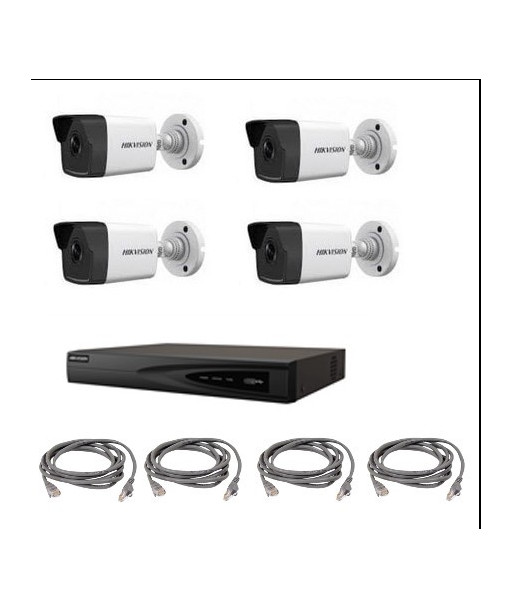 Hikvision Kit vidéosurveillance - Enregistreur IP POE 4 voies 4 caméras 2 Mégapixels
